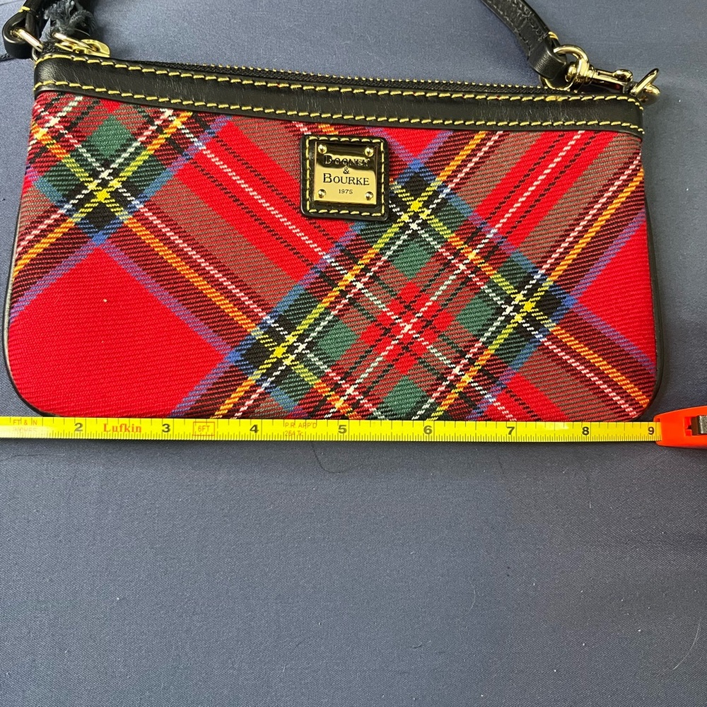Dooney & Bourke Red Tartan Wristlet with Black Trim - Picture 3 of 4